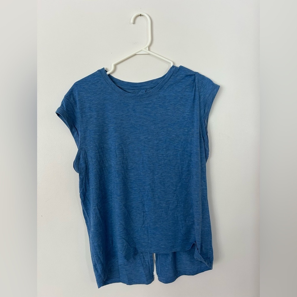 Lululemon Box It Out Short Sleeve Heathered Amalfi Blue Size 6